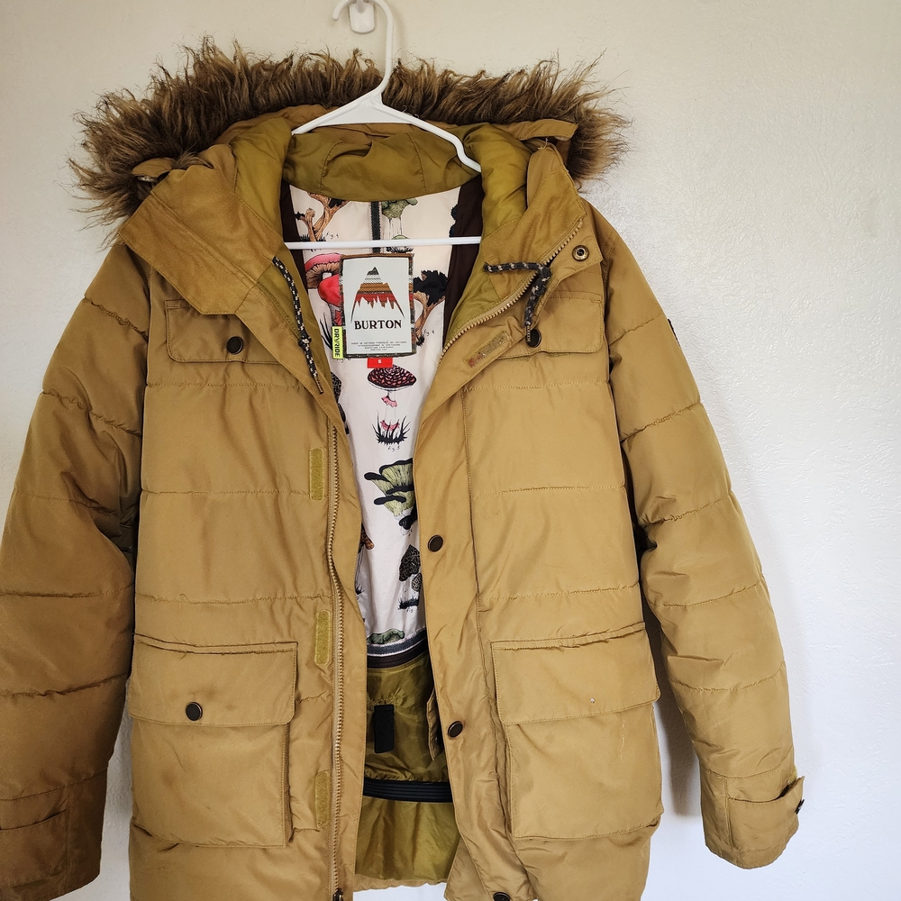 Burton Women's Tan Jacket with Faux Fur Hood